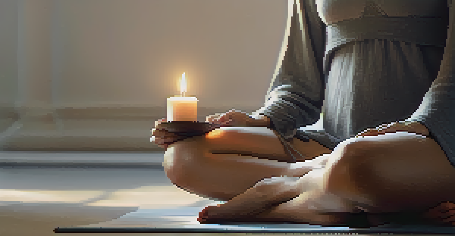 Close-up of hands in a meditative pose practicing the '4-7-8' breathing technique.
