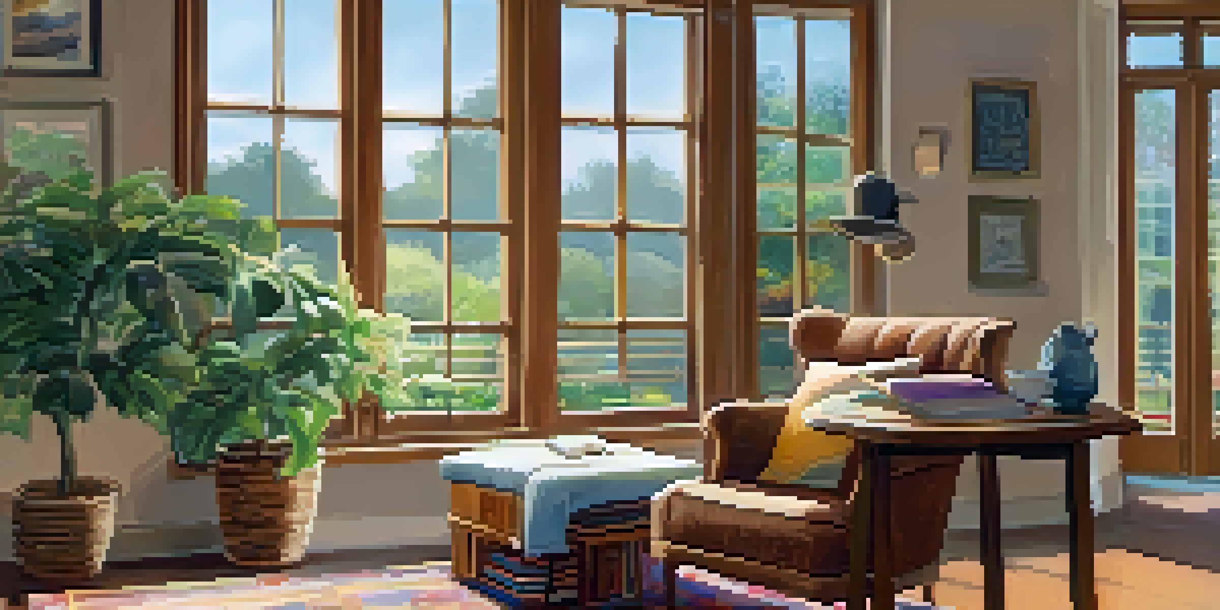 A cozy journaling space with an armchair, table, and soft lighting, featuring a journal and colorful pens.
