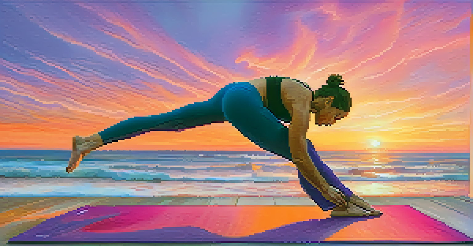 A person flowing between Cat and Cow poses during sunset, highlighting strength and flexibility.