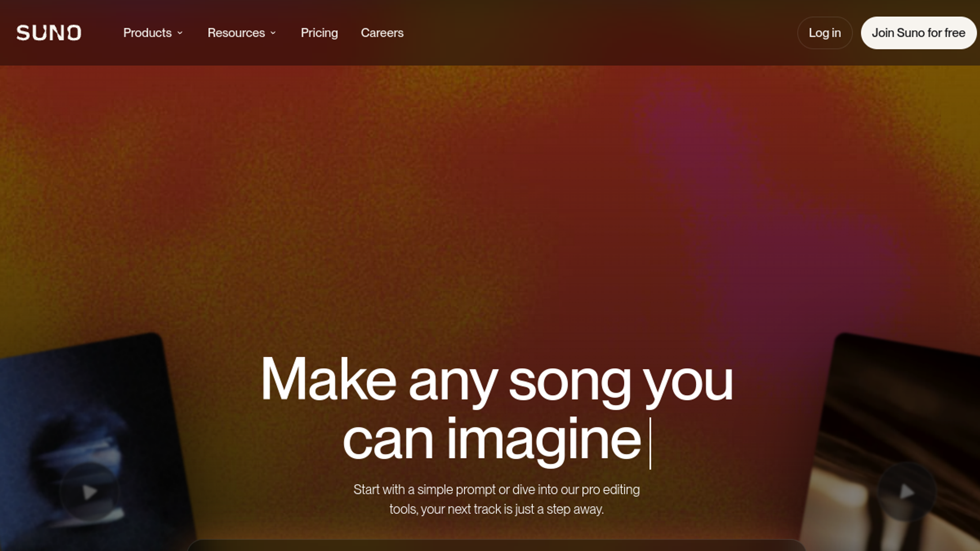 Homepage of Suno