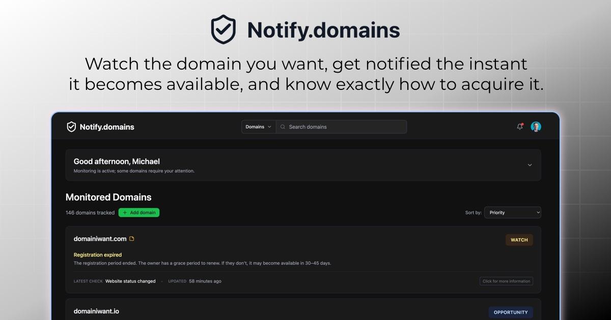 IndieNew editorial cover for Notify.domains IndieNew editorial cover for Notify.domains