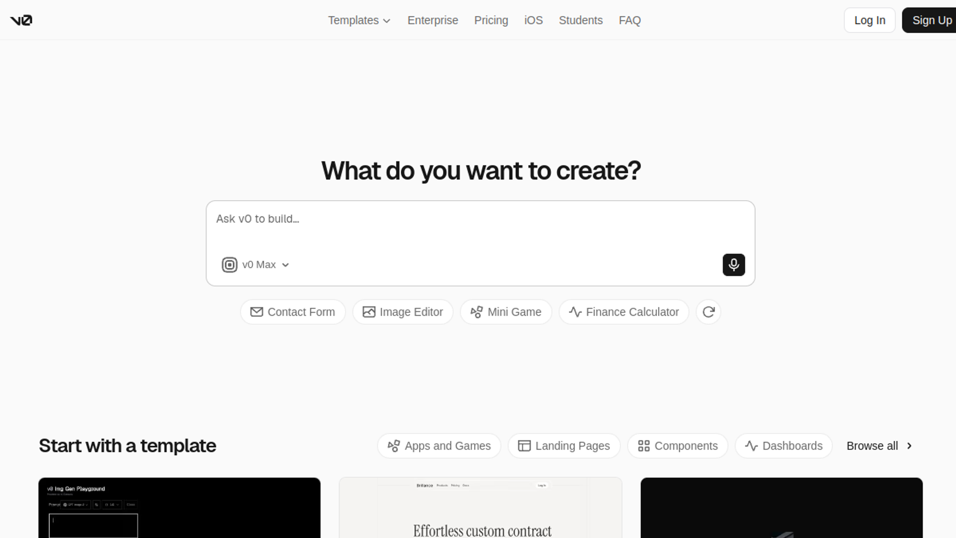 Homepage of v0