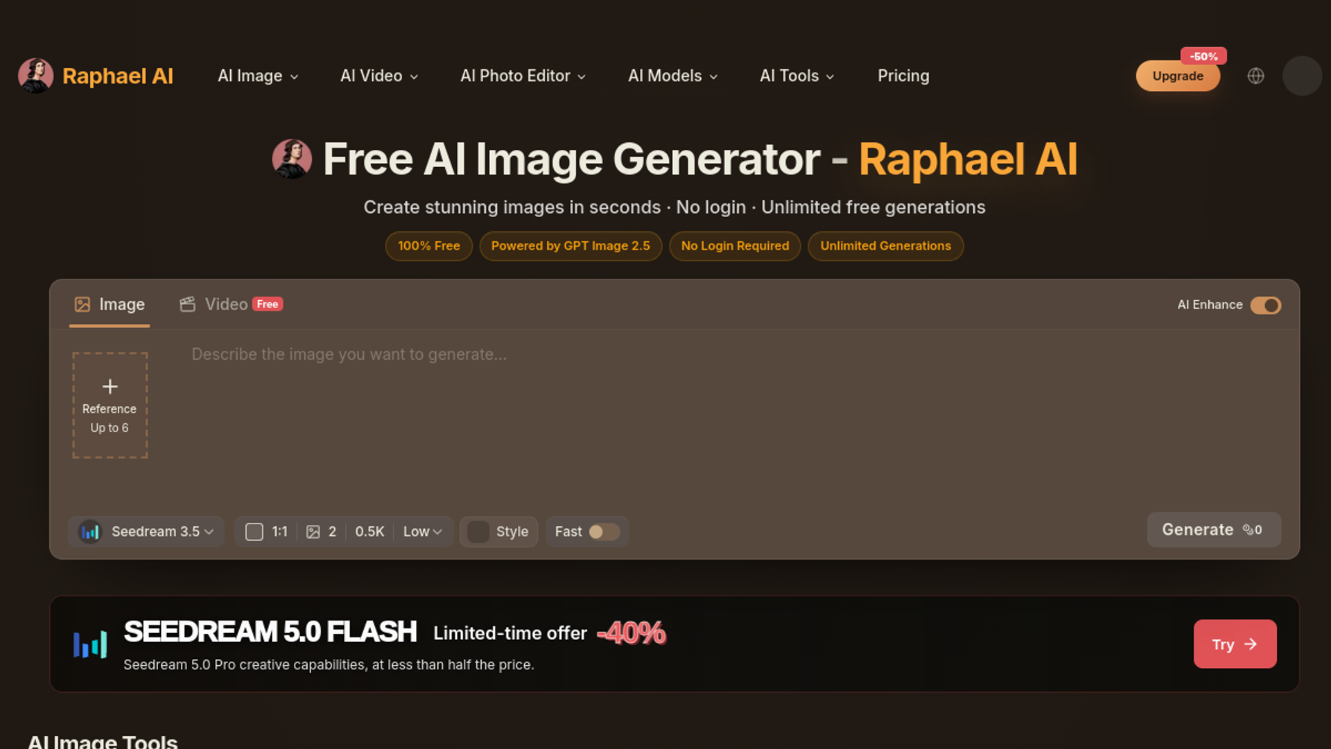Homepage of Raphael AI