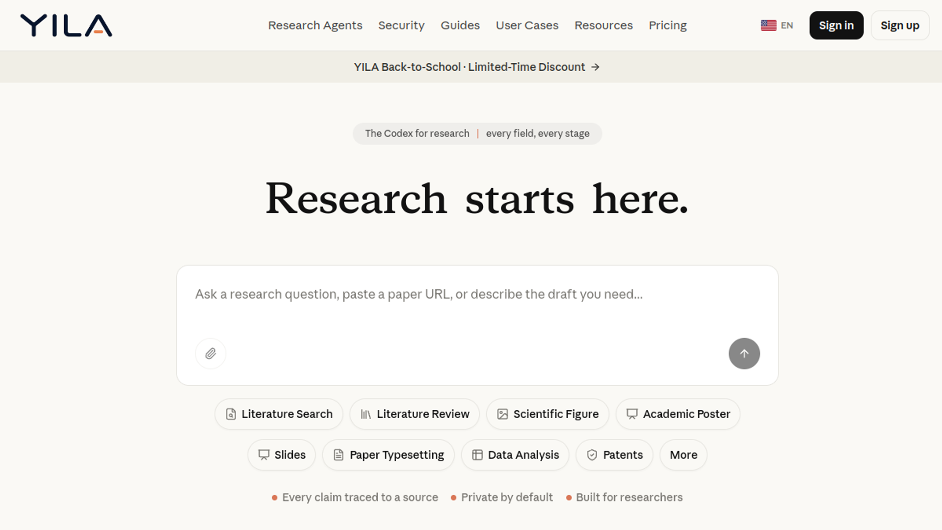 Homepage of Yila AI