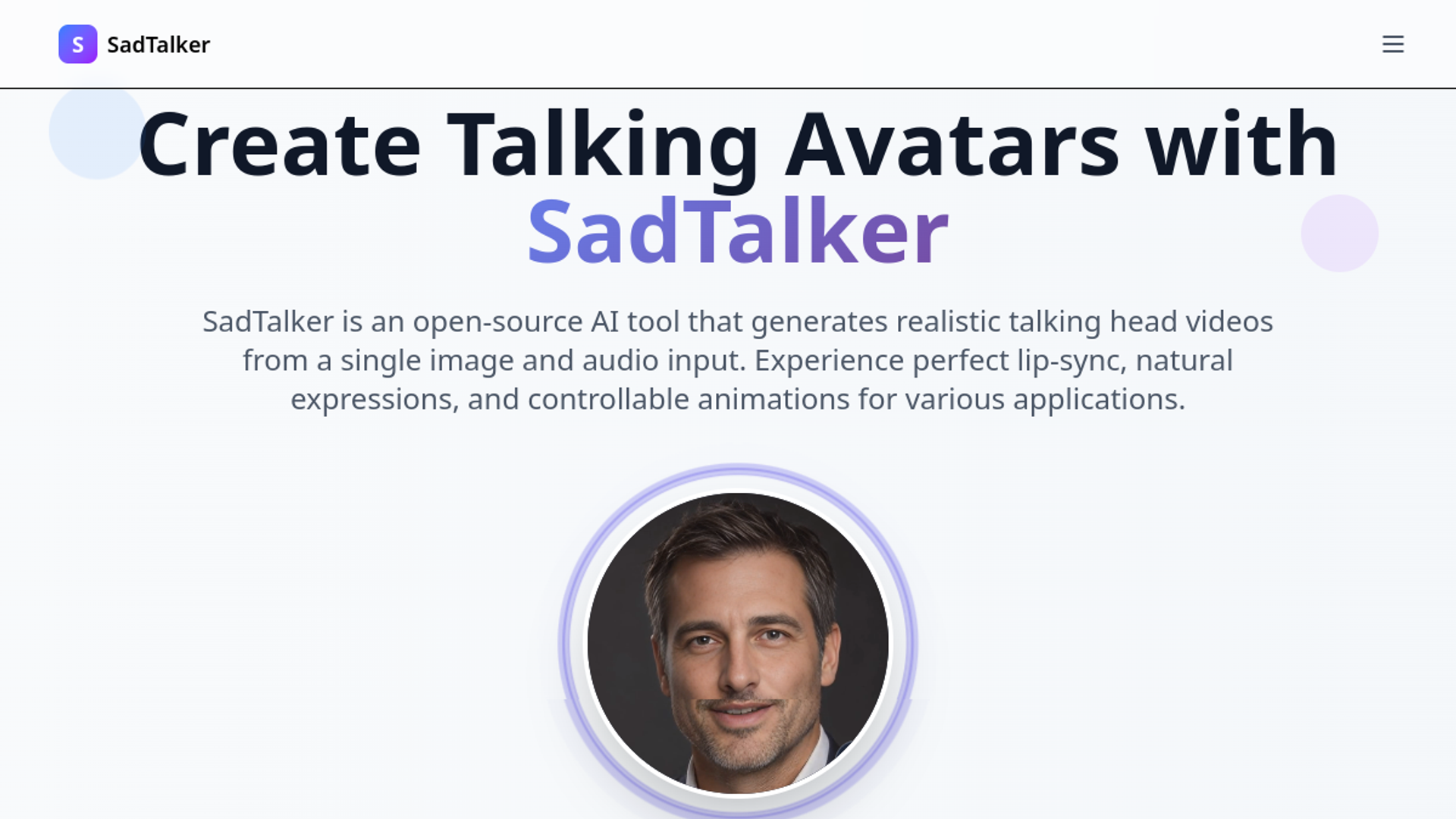 Homepage of SadTalker