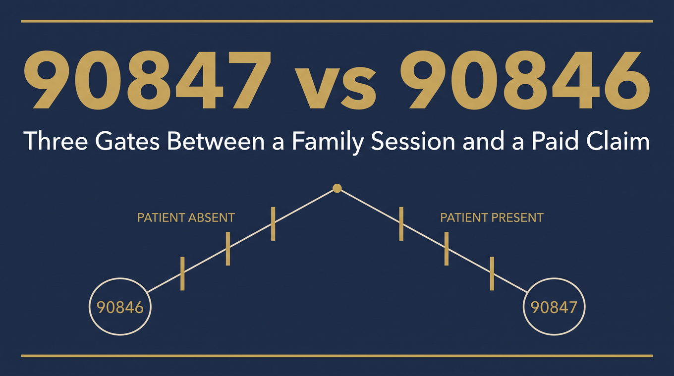 90847 vs 90846 family therapy billing: three gates framework poster