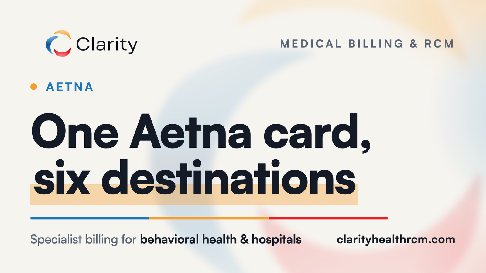 Clarity Health RCM insight card: one Aetna card can route a behavioral claim to six different destinations