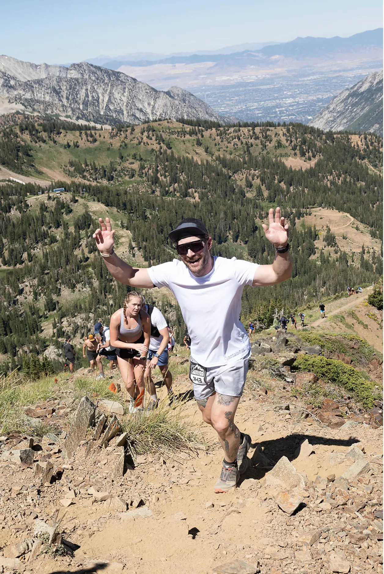 walking up hill at alta