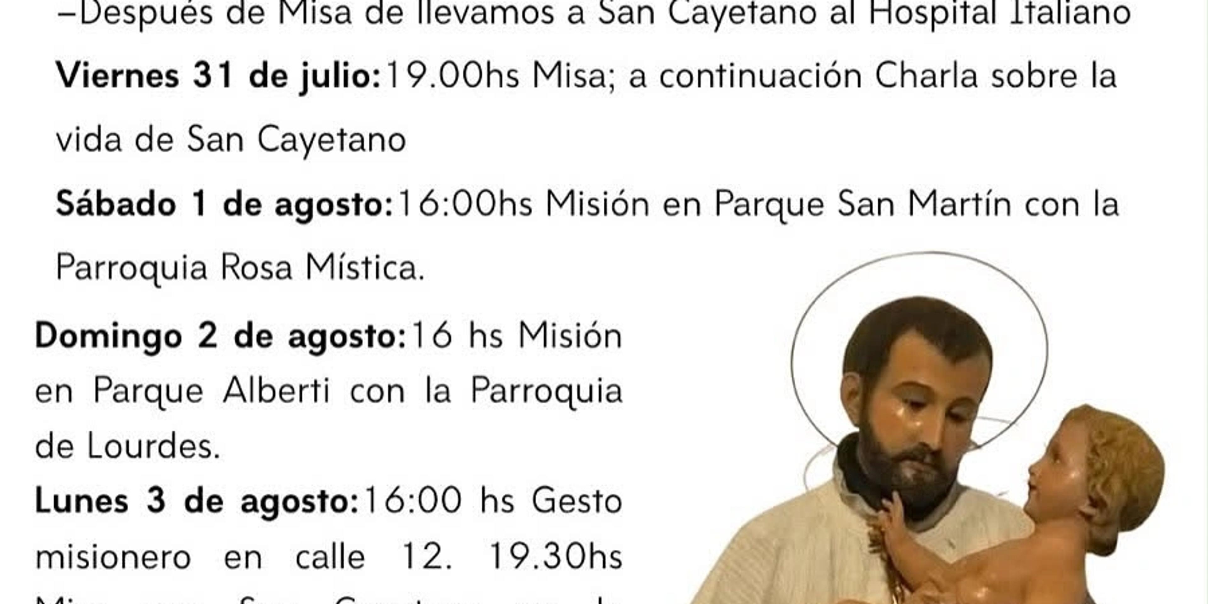 Calendario de actividades.