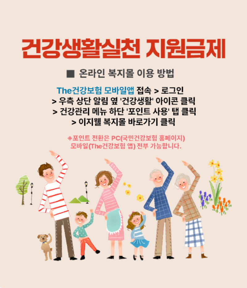 건강생활실천 지원금제 온라인 복지몰 이용 방법