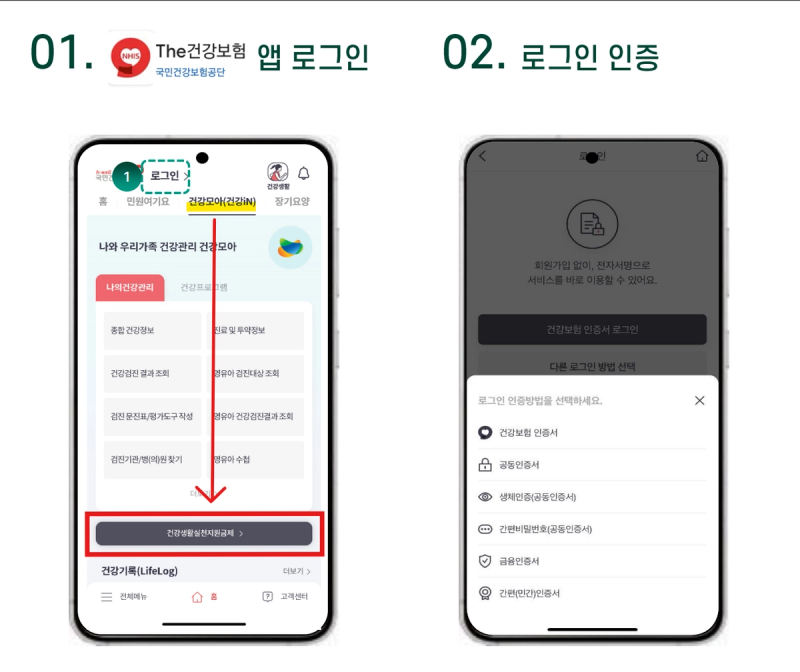 건강보험 로그인 방법 및 건강생활실천 지원금제 신청