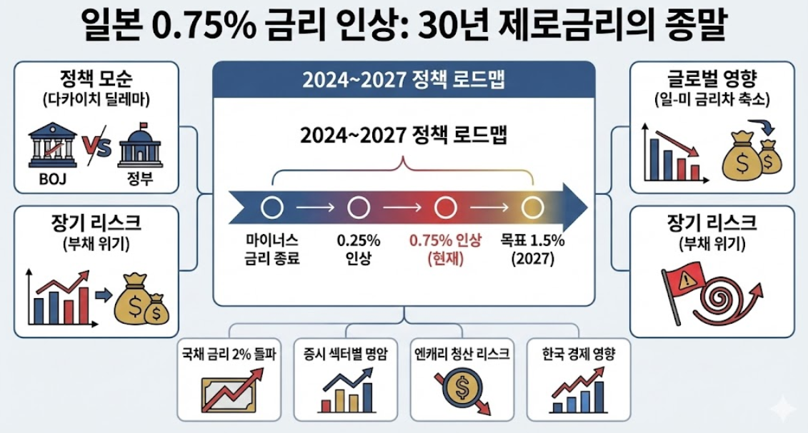 일본 0.75% 금리 인상 총정리 가이드: 정책 타임라인과 향후 전망