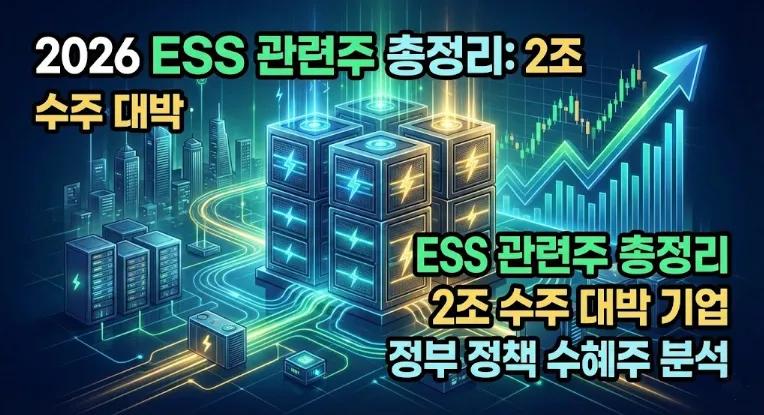 2026년 ESS 관련주 총정리: 2조 수주 대박 기업과 정부 정책 수혜주 분석