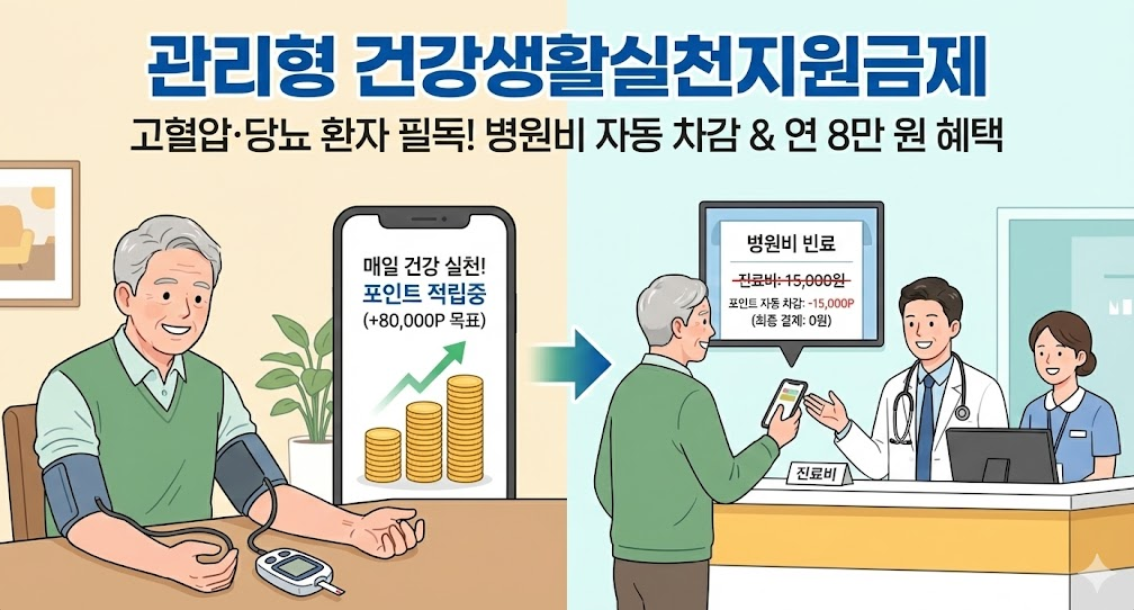 관리형 건강생활실천지원금제: 고혈압·당뇨 환자 병원비 자동 차감 및 8만 원 혜택 총정리