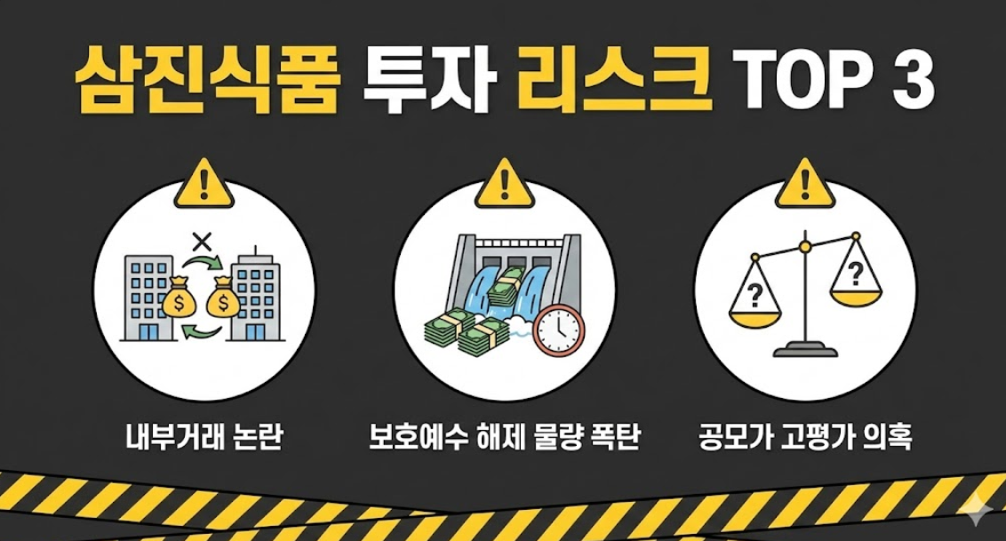삼진식품 투자 전 필수 체크: 내부거래 논란과 상장 후 오버행 리스크 분석