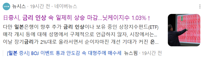일본 금리 인상 속 일본 증시 상승 마감
