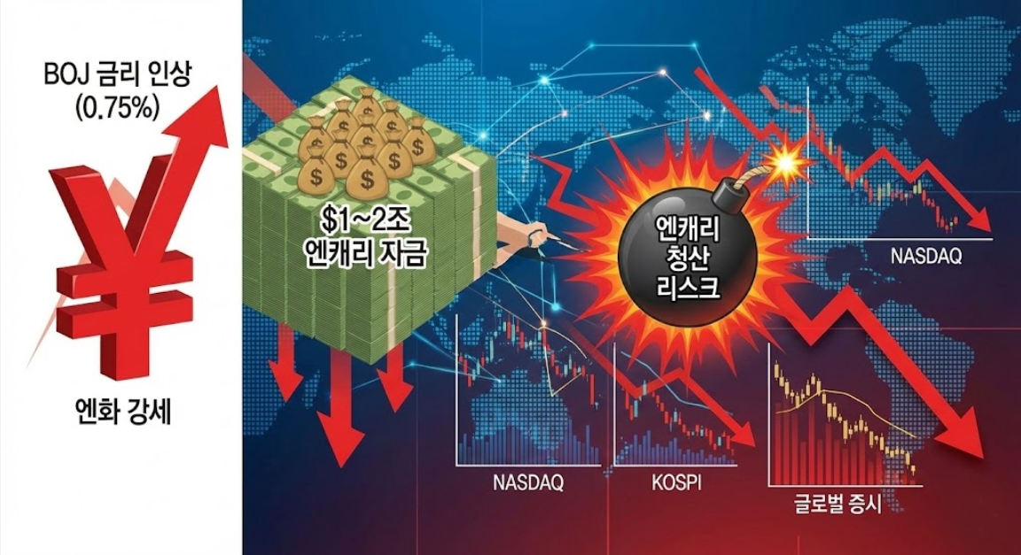엔캐리 트레이드 청산 임박? $1~2조 리스크와 나스닥 폭락 시나리오