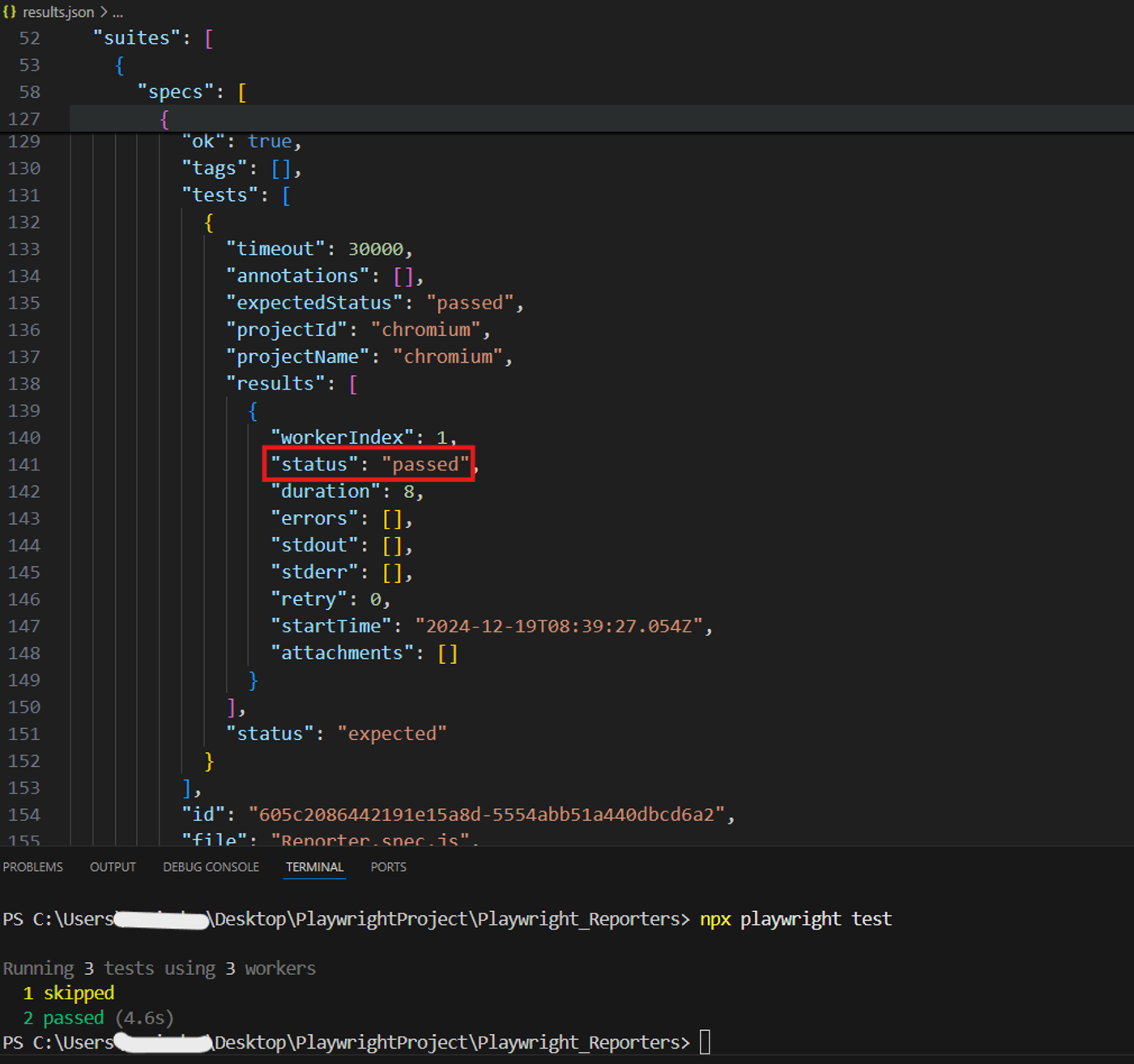 Json-report-O/p