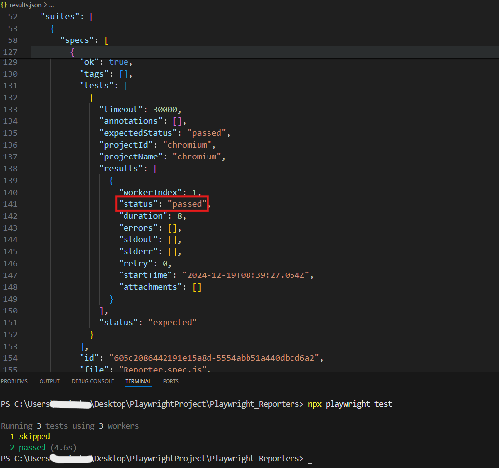 Json-report-O/p
