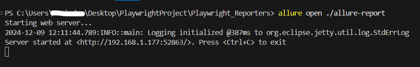 Allure-report-open-command