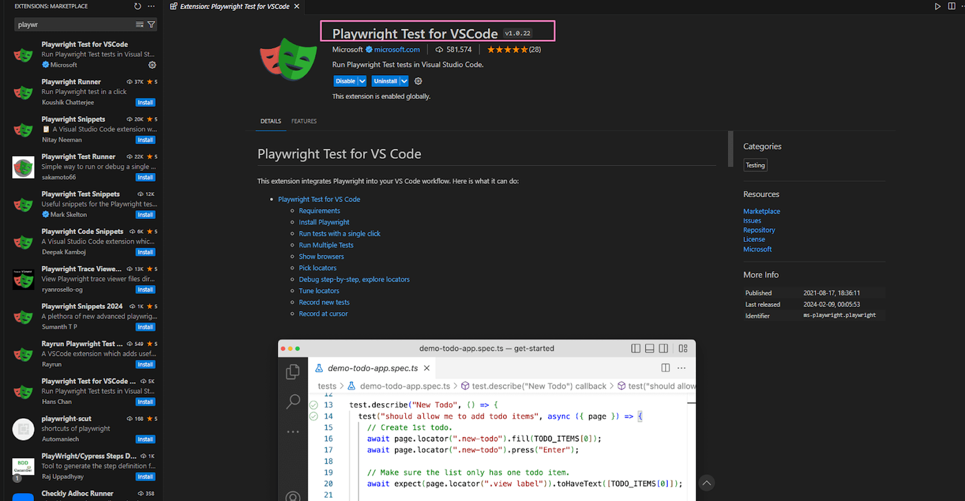 playwright-test-for-VSCode