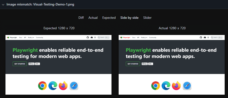 Side by Side Test Fail Image