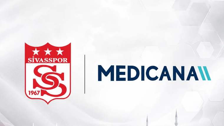 Sivasspor arması ile Medicana logosu, beyaz arka planda yan yana yer alıyor.