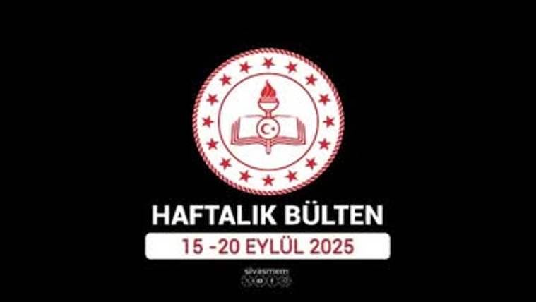 Kırmızı ve beyaz renklerde, üzerinde kitap ve meşale simgeleri bulunan bir logo, altında "HAFTALIK BÜLTEN 15-20 EYLÜL 2025" yazısı yer alıyor.