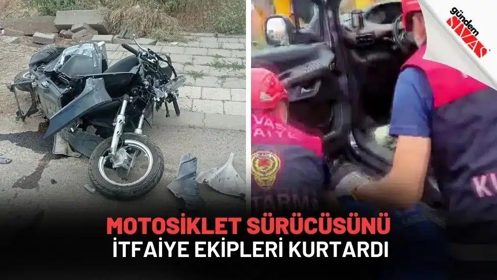 Motosiklet Sürücüsünü, İtfaiye Ekipleri Kurtardı