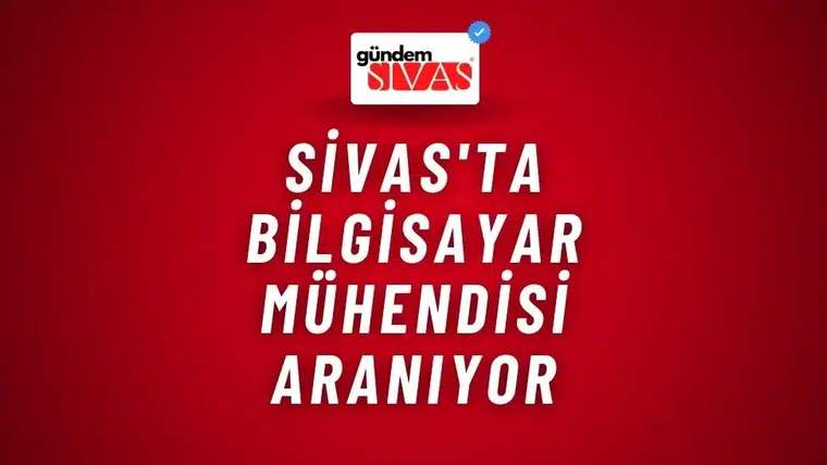 Kırmızı zemin üzerinde üstte “Gündem Sivas” logosu, ortada beyaz harflerle iş ilanı metni yer alıyor.