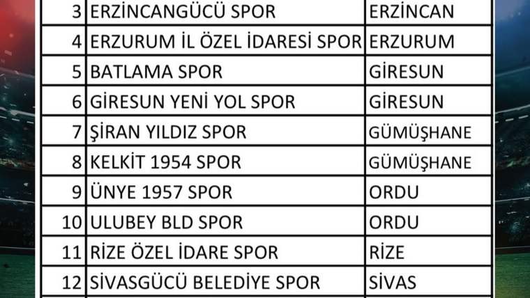 Sivas Gücü Belediyespor'un yer aldığı BAL Ligi grup takımları listesi.