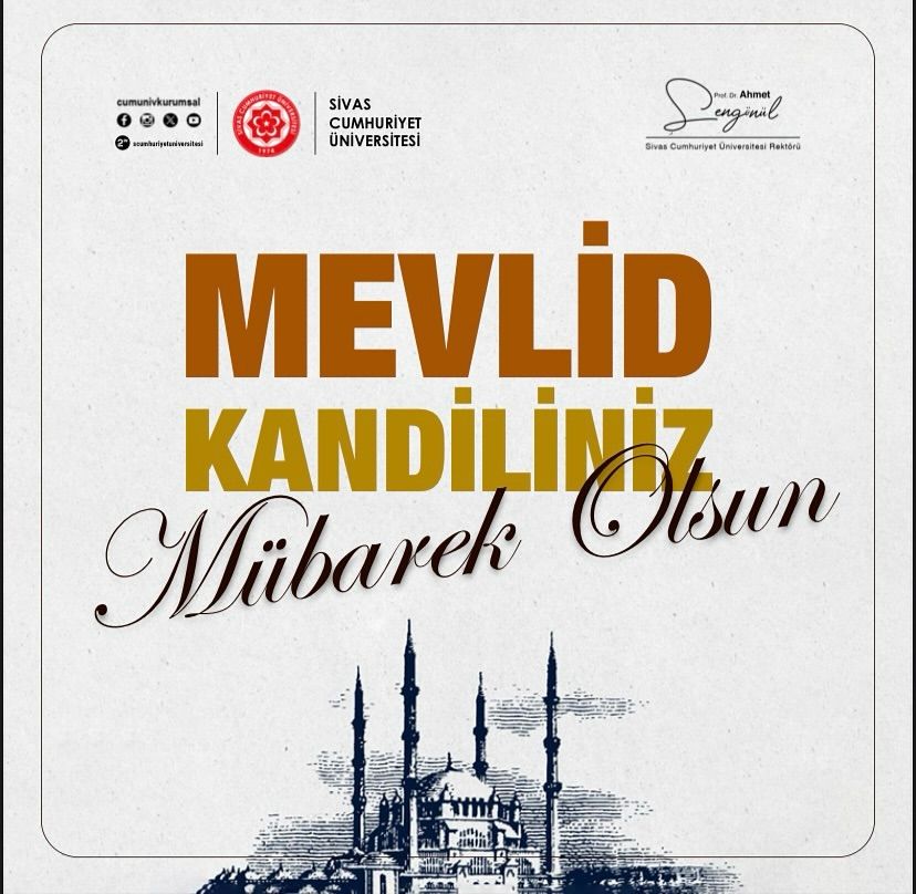Sivas Cumhuriyet Üniversitesi'nden Mevlid Kandili Mesajı