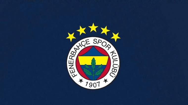 Fenerbahçe Spor Kulübü'nün logosu, mavi zemin üzerinde yer alıyor.