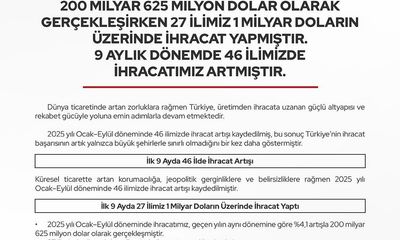 Türkiye İhracatında Rekor Artış: 27 İl 1 Milyar Doları Aştı
