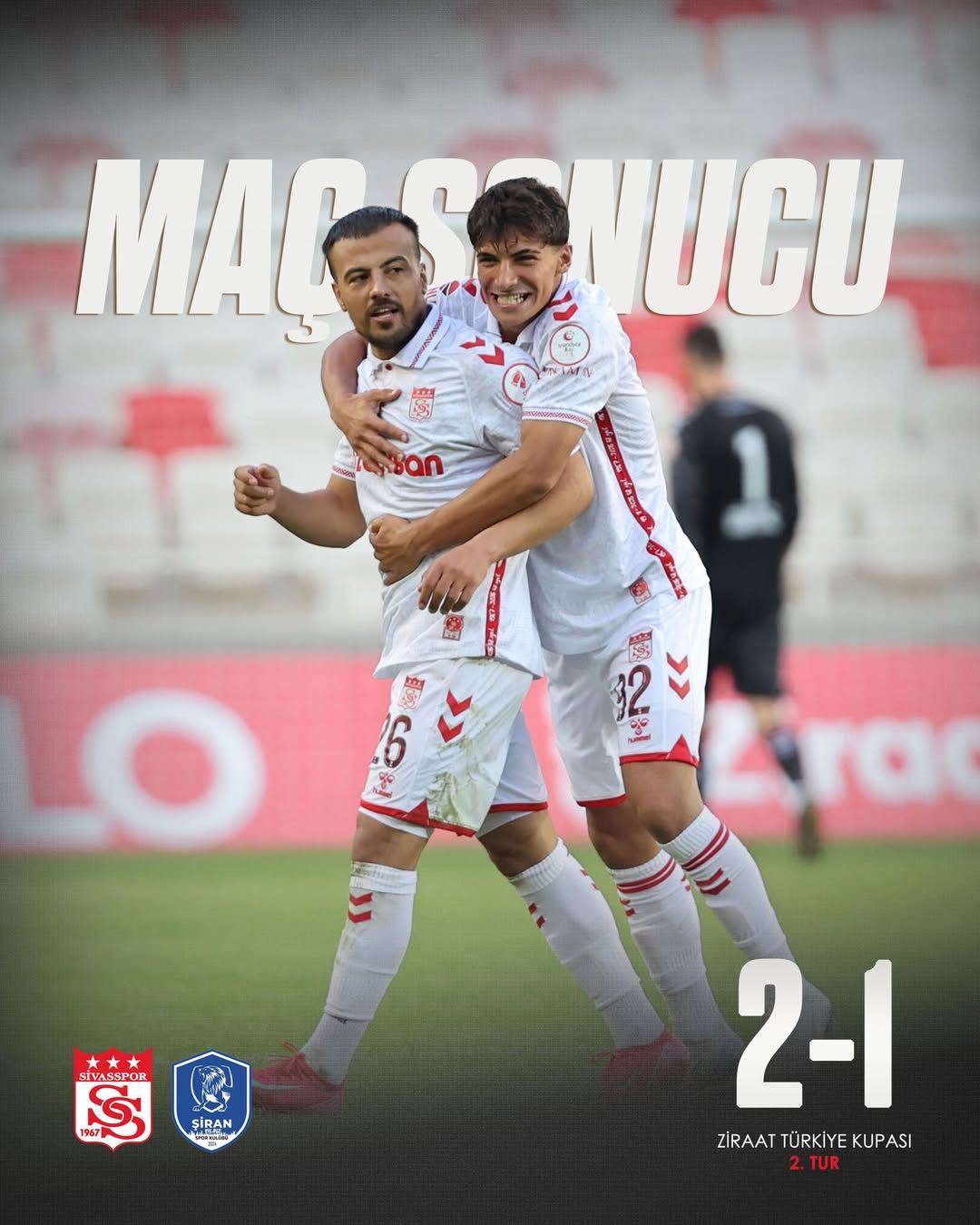 Sivasspor Ziraat Türkiye Kupası'nda 3. Tura Yükseldi