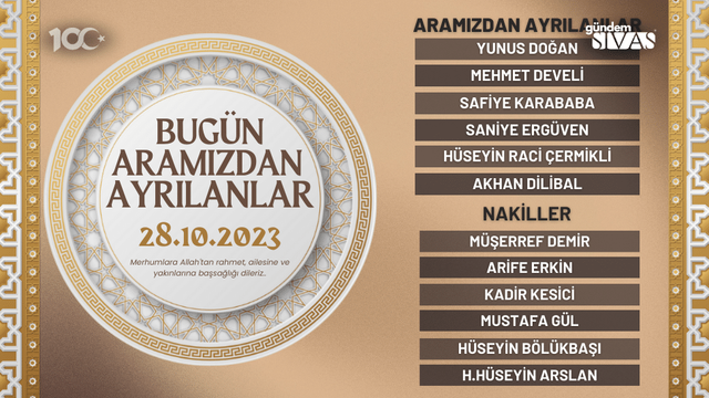 Hayatını Kaybedenler - 28.10.2023