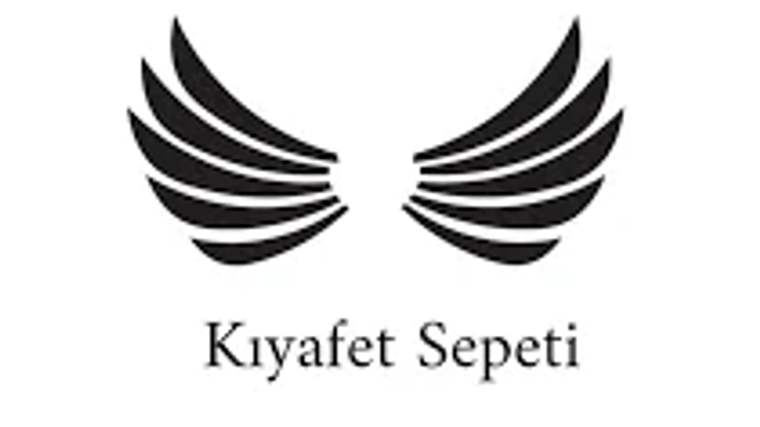 Kıyafet Sepeti logosu, iki kanat şeklinde siyah çizgilerden oluşuyor.