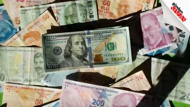 Üzerinde Türk lirası ve Amerikan doları bulunan banknotlar, masanın üzerinde dağınık bir şekilde yer alıyor.