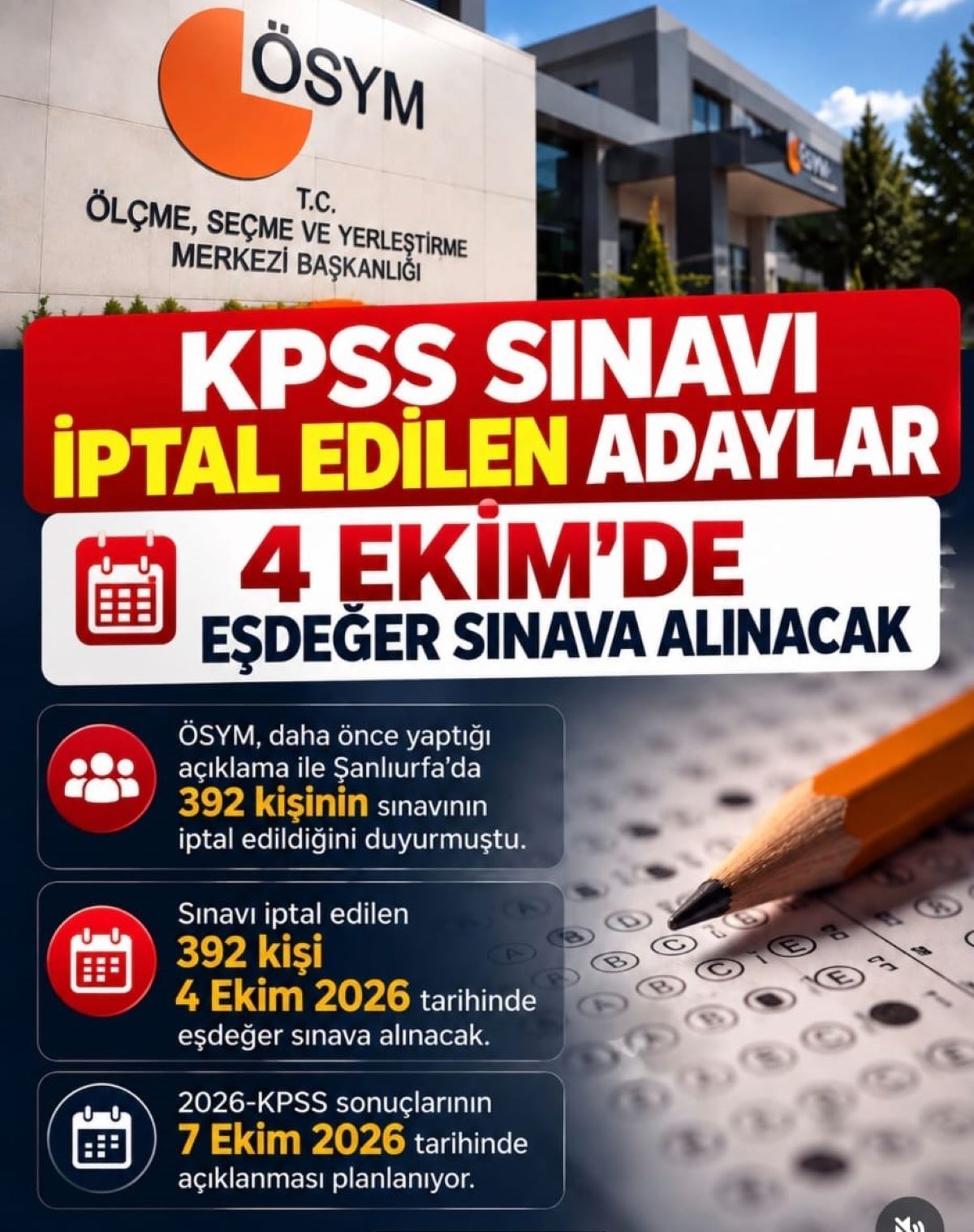 KPSS’de 392 Aday İçin Eş Değer Sınav Kararı