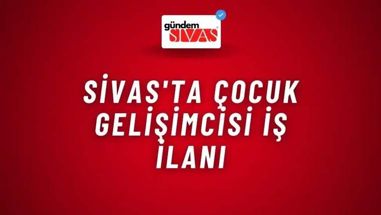 Kırmızı zemin üzerinde üstte Gündem Sivas logosu, ortada beyaz büyük harflerle iş ilanı metni yer alıyor.