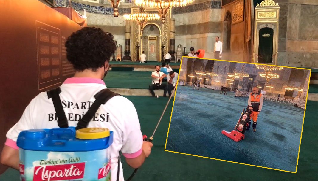 Gelenek bozulmadı: Ayasofya Camii yine Isparta gül suyu ile yıkandı - Birlik Haber Ajansı