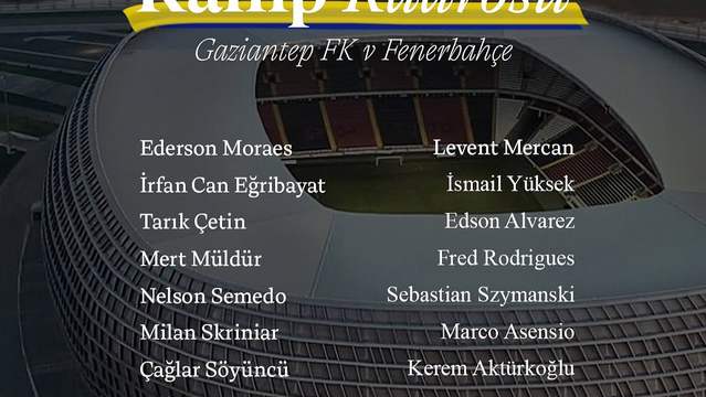 Fenerbahçe'nin Gaziantep FK Maçı Kamp Kadrosu Açıklandı