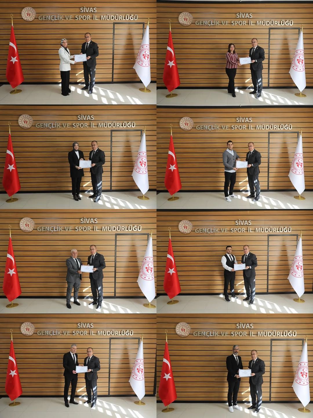 Sivas Gençlik ve Spor İl Müdürlüğü Personeline Teşekkür Belgesi Takdimi