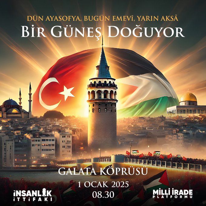 Galata Köprüsü'nde tarihi Filistin yürüyüşü - Birlik Haber Ajansı