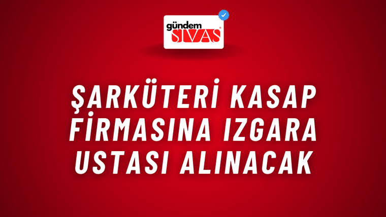 Kırmızı zemin üzerinde gündem SİVAS logosu ve büyük beyaz harflerle iş ilanı metni yer alıyor.