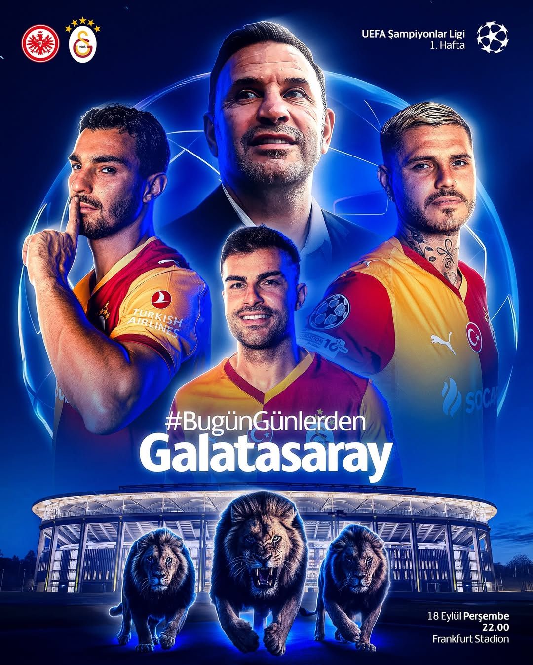 Galatasaray, Şampiyonlar Ligi'nde Frankfurt Deplasmanında! İşte Maç Detayları