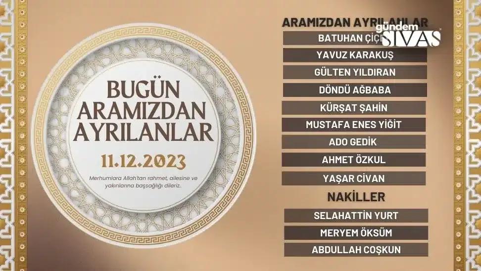 Sivas'ta Hayatını Kaybedenler - 11.12.2023