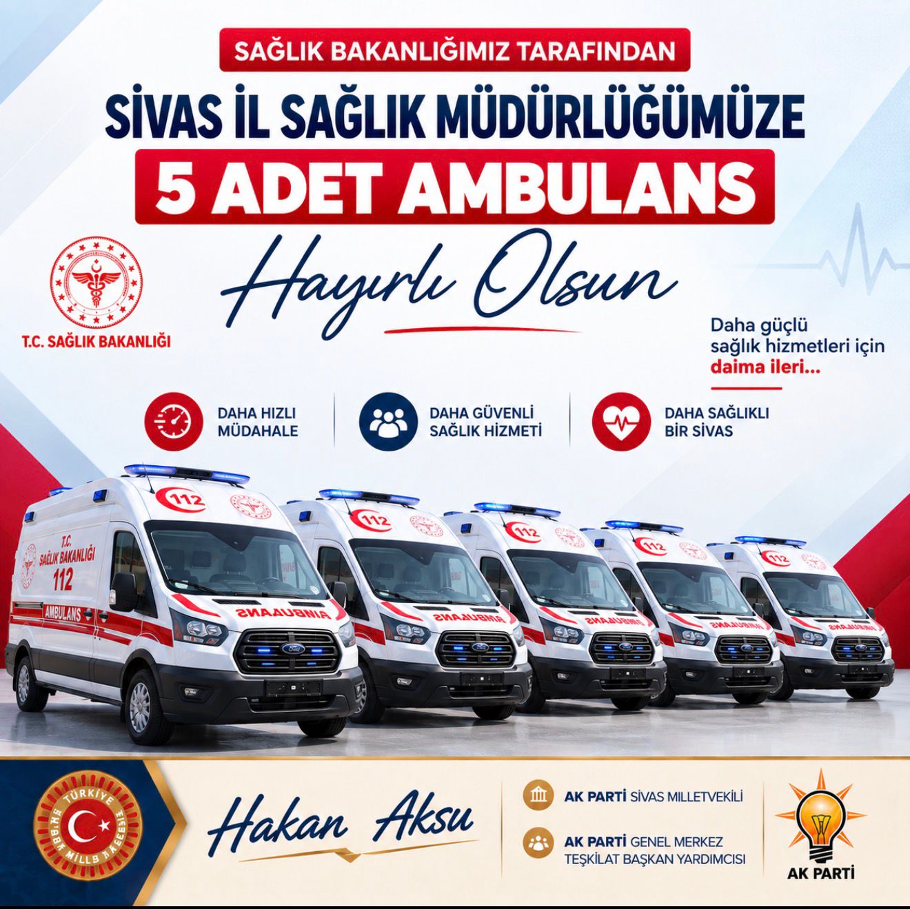 Hakan Aksu Duyurdu: Sivas’a 5 Yeni Ambulans Tahsis Edildi