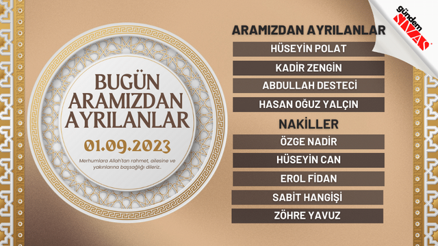 01.09.2023 Sivas Vefat Edenler
