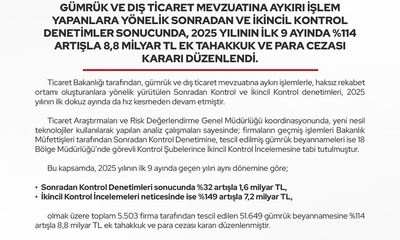 Ticaret Bakanlığı, Gümrük Denetimlerinde 8.8 Milyar TL'lik Ek Tahakkuk Sağladı